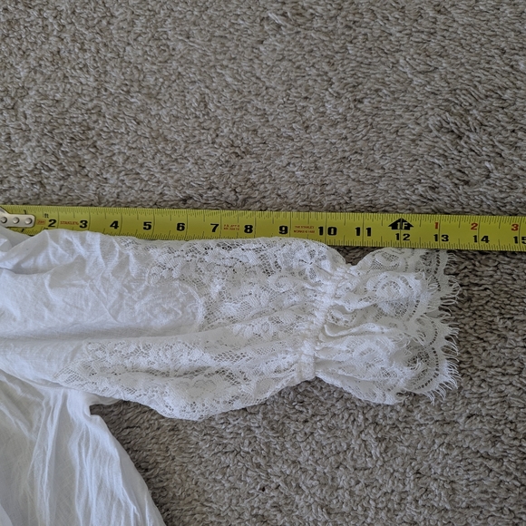 By Anthropologie Victorian Sheer-Lace Blouse Button-Up White - Women's M - Picture 10 of 12
